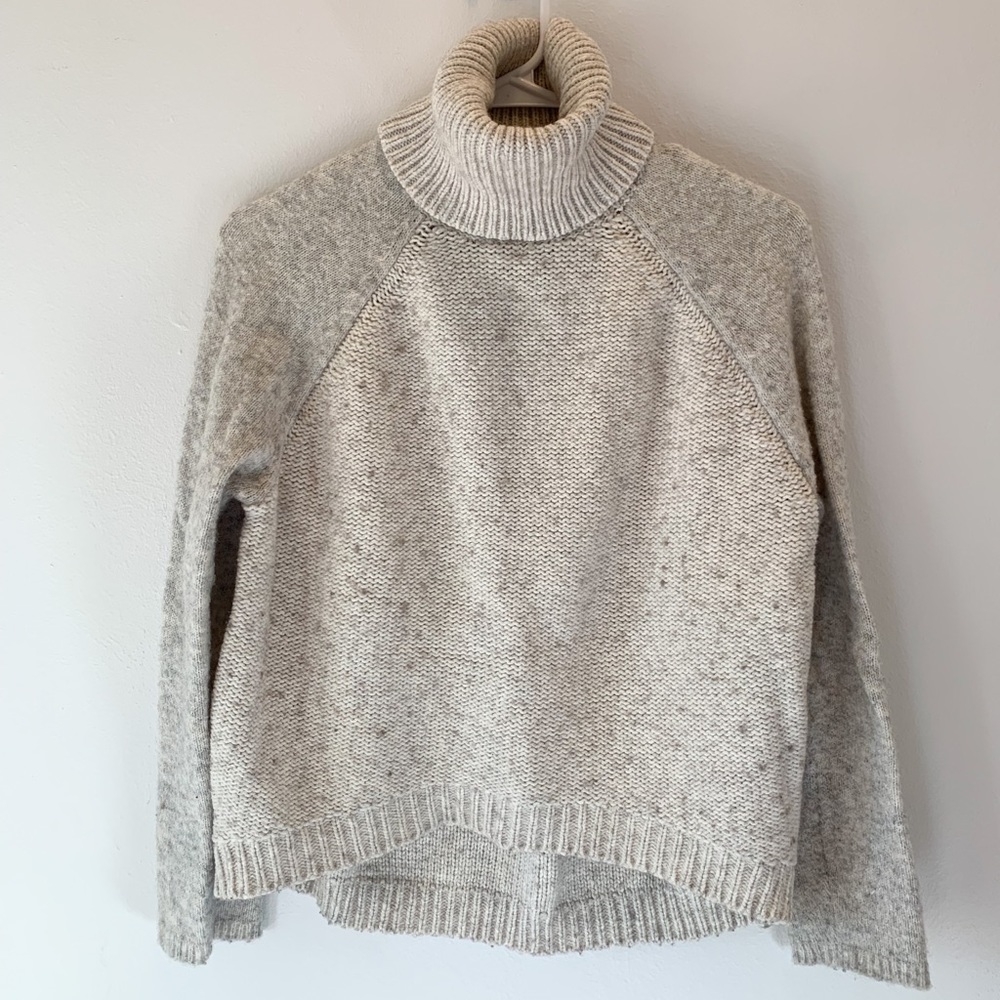 Cream/Grey Turtleneck Sweater